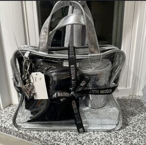 Steve Madden Silver and Black Women's Bag 5 Piece Set